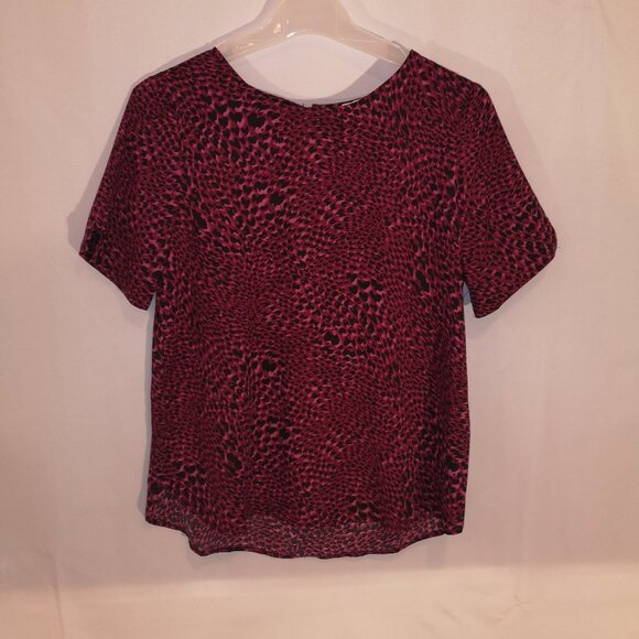 Ricki's Tops - Ricki's Ladies Short Sleeves Pink & Black Print Blouse